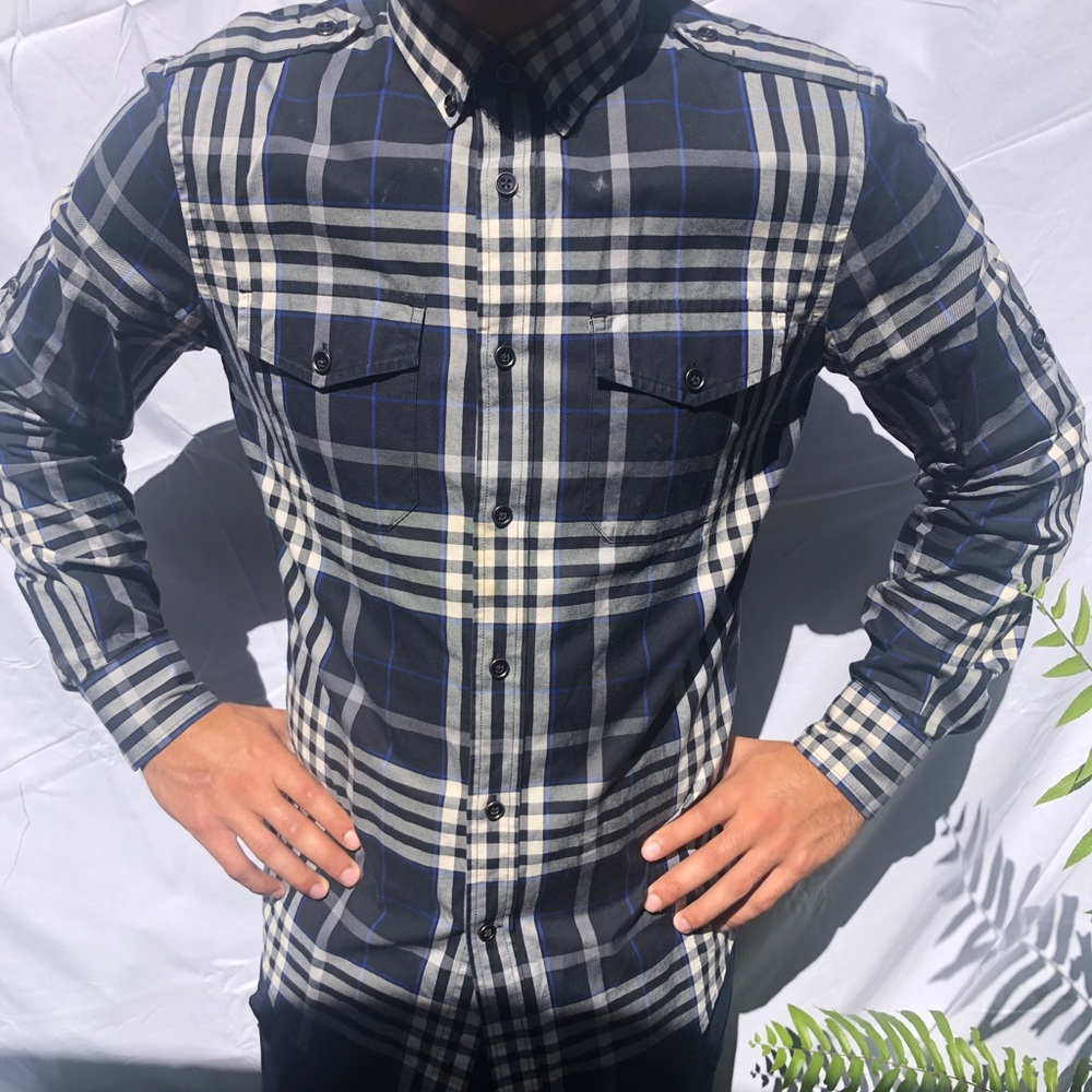 Express plaid long sleeve dress shirt